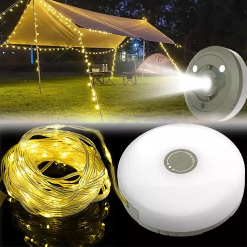 LED Camping Lamp Strip Atmosphere 10M Length Waterproof Recyclable Light Belt Outdoor Garden Decoration Lamp for Tent Room