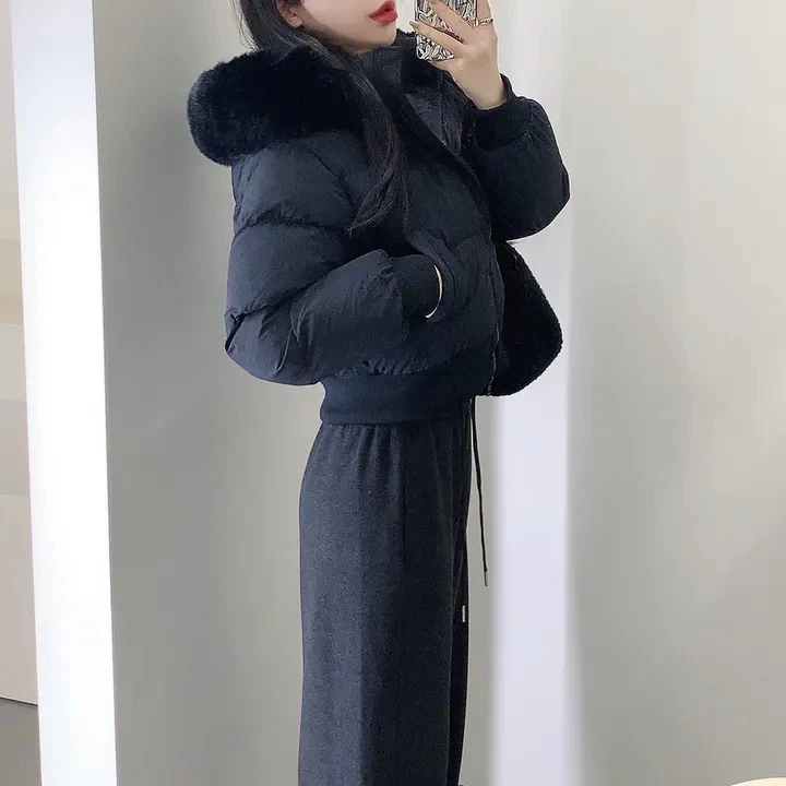 المرأة شيك ريترو القطن Jaet شتاء جديد Sle الكورية تصميم انفصال كبير الفراء طوق الخصر مقصوص سليم صالح #4