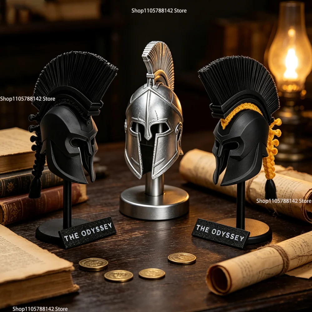 New Ancient Greek Spartan Helmet Decor Ornament 3D Print Mini Statue Odyssey Themed Warrior Helmet Desk Display Gift