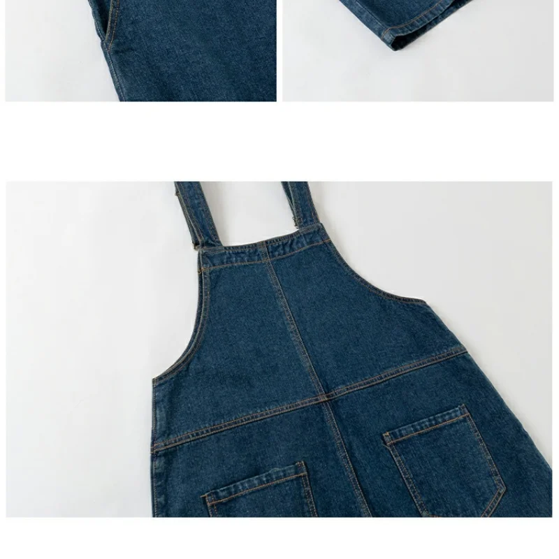 Pagliaccetti di jeans da donna Tute di jeans Tute da donna Patchwork da lavoro floreale Midi Ragazze vintage Comode spalle drappeggiate a pois