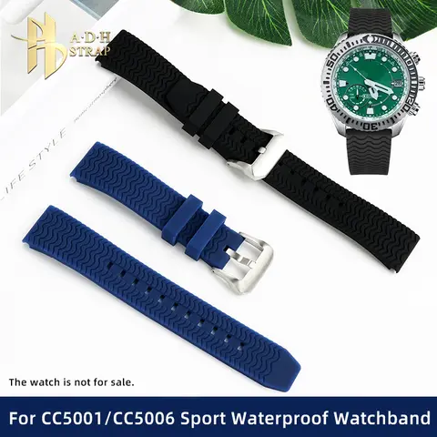 22mm Universal Sports Silicone Watch Strap For Citizen Eco-Drive CC5006-06L CC5001-00W Rubber Watchband Black Blue Bracelet