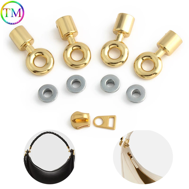 1-5-10 conjuntos de cetim ouro metal conectar cabide arco ponte para bolsa sacos cinto zíper sliders parafuso prisioneiro rebites ilhó acessórios