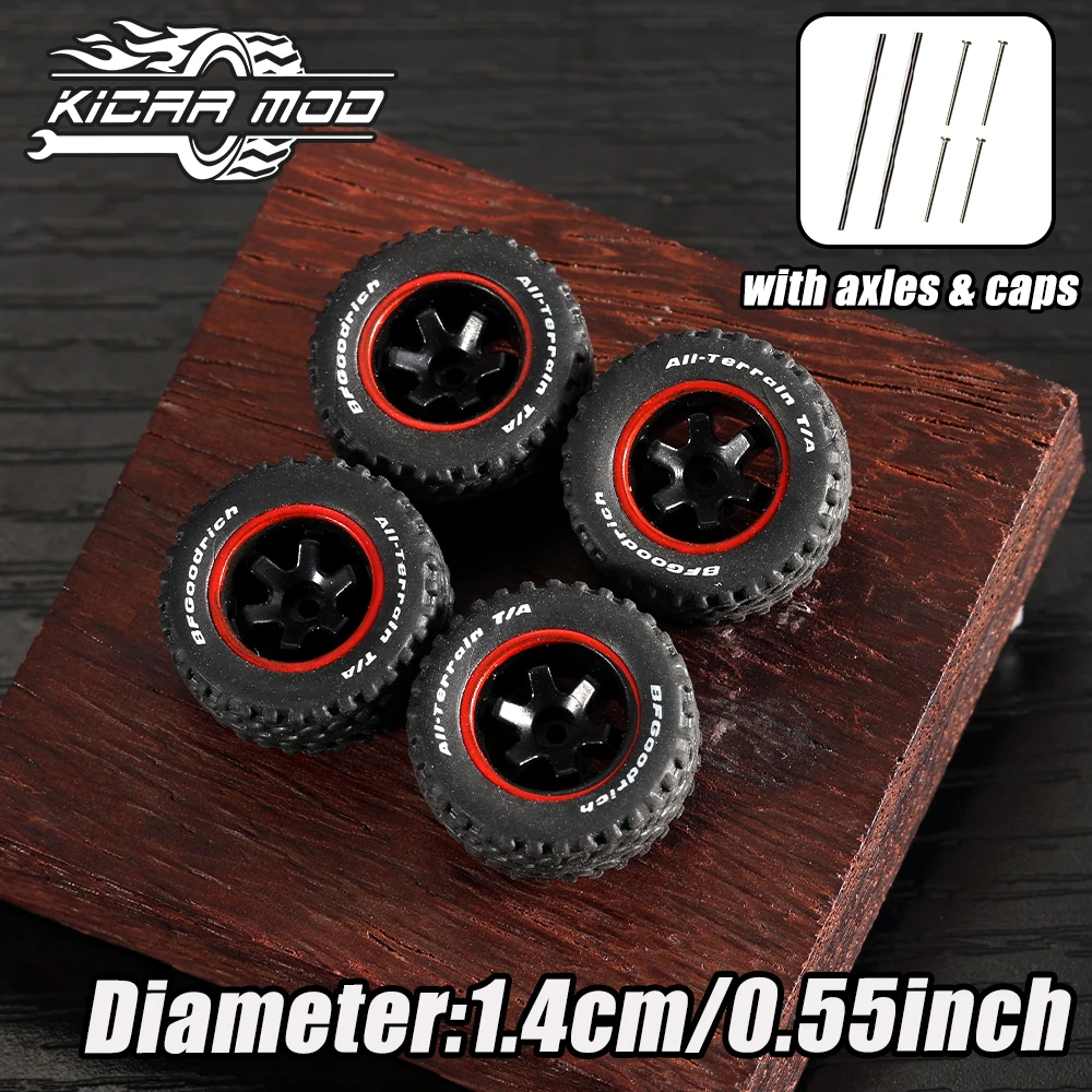 عجلات Kicarmod 1/64 للطرق الوعرة تأتي مع عجلات سيارة طراز إطارات المسامير Diecast لـ 1:64 لشاحنات الالتقاط المخصصة مقاس 14 مم (مجموعة واحدة)