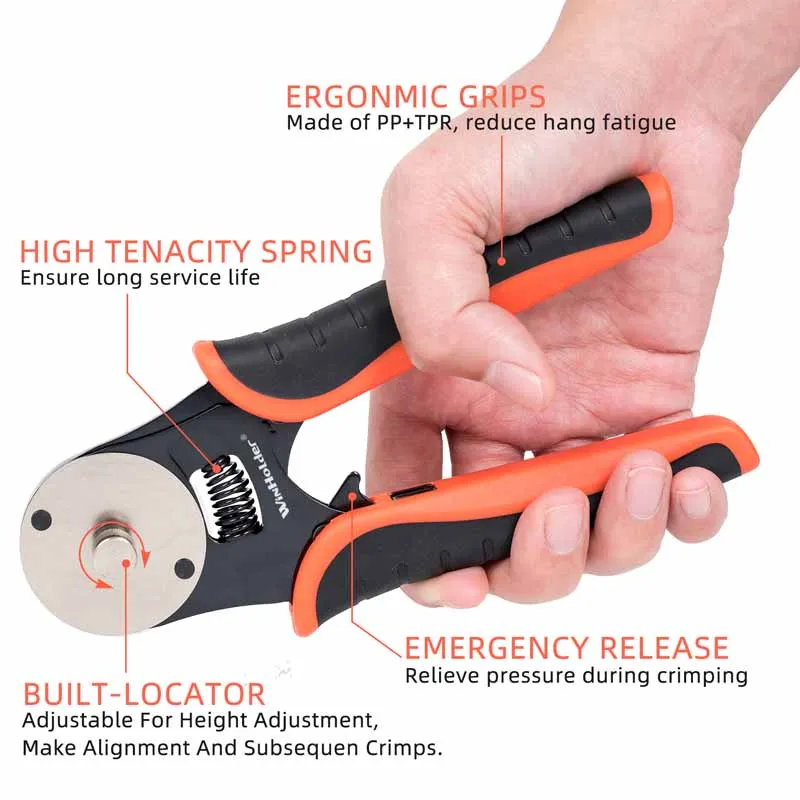 Winholder Deutsch Electrical Repair Crimping Tool - 4 Way Indent 14 16 18 AWG Cables for D-Sub Contacts Connectors Terminals