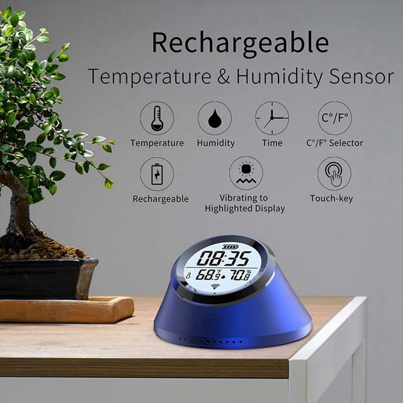 Tuya Zigbee-Capteur de température et d'humidité intelligent, Therye.com intérieur avec écran LCD, horloge pour Google Home Smart Life