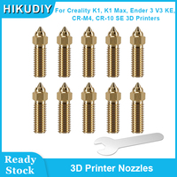 HIKUDIY 10PCS 0.4mm Brass Nozzles Extruder Hotend Nozzle Kit for Creality K1, K1 Max, Ender 3 V3 KE, CR-M4, CR-10 SE 3D Printers