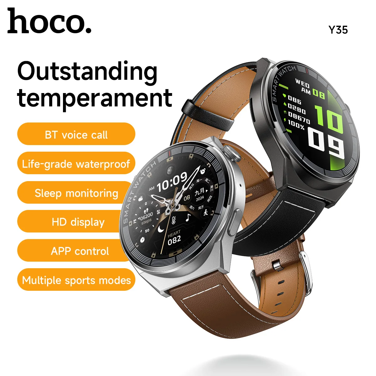 

HOCO 1.46 inch TFT Touch Screen Bluetooth 5.3 Call Version Smart Watch Heart Rate Sleep Monitoring Sports Bussiness Smart Watch
