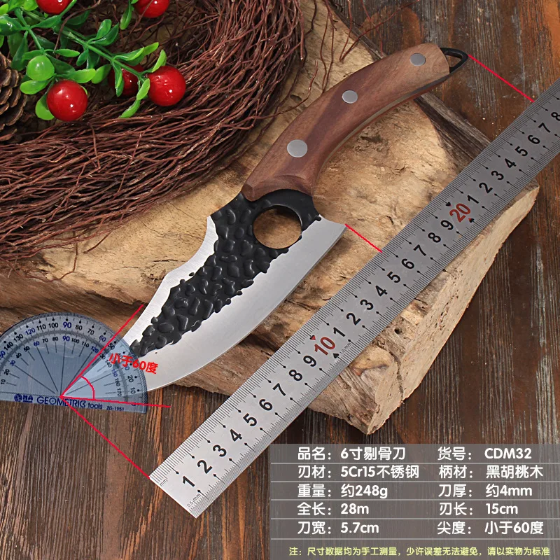 XUANTENG 6-inch Ring Slaughter Knife, Fish Slaughter, Pig and Sheep Cutting, Pork Bending Knife, Splitting Knife