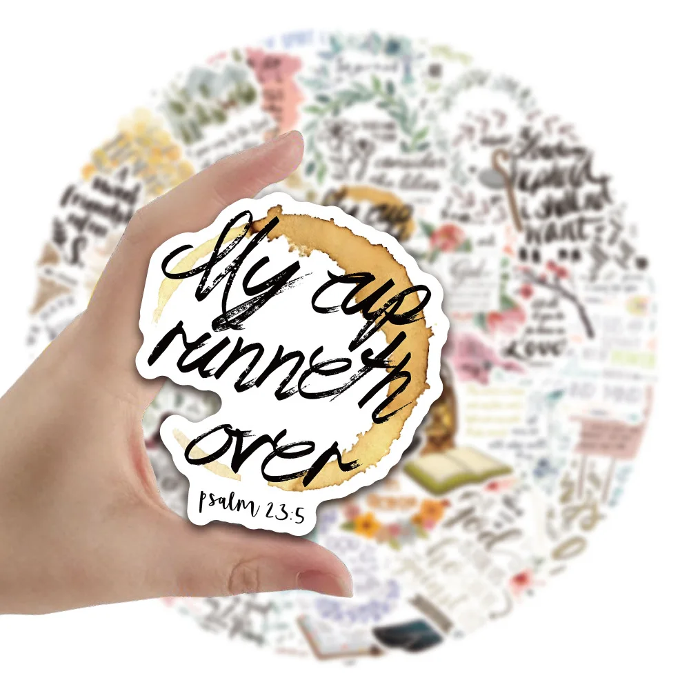 50PCS Neue Bibel Cartoon Aufkleber Inspirierende Zitate Kreative Graffiti Dekoration DIY Spielzeug Kühlschrank Laptop Gitarre Auto Fahrrad Aufkleber