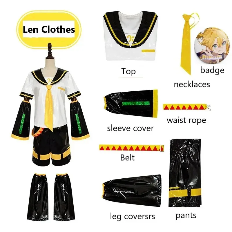 Anime Kagamin Len/Rin Cosplay Costume Rin Kagamin Uniform Len Outfits Iinclude Sleeves Leggings Headwear for Comic Con Outfits