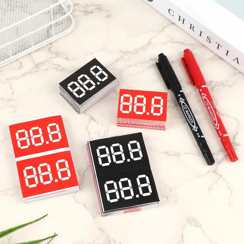 100Pcs Self Adhesive Erasable Mark Cards With Writing Pen Digital Price Tags For Retail Shops Supermarkets Grocery Stores