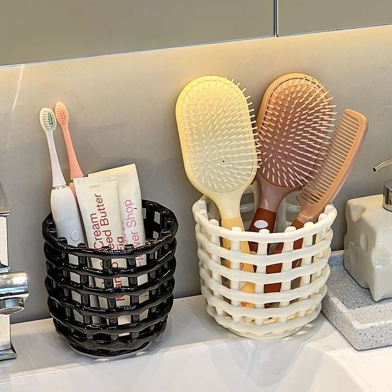 Bathroom Facial Towel Storage Box Multifunctional Organizer Holder Toothpaste Toothbrush Makeup Brushes Vanity Counter Rack