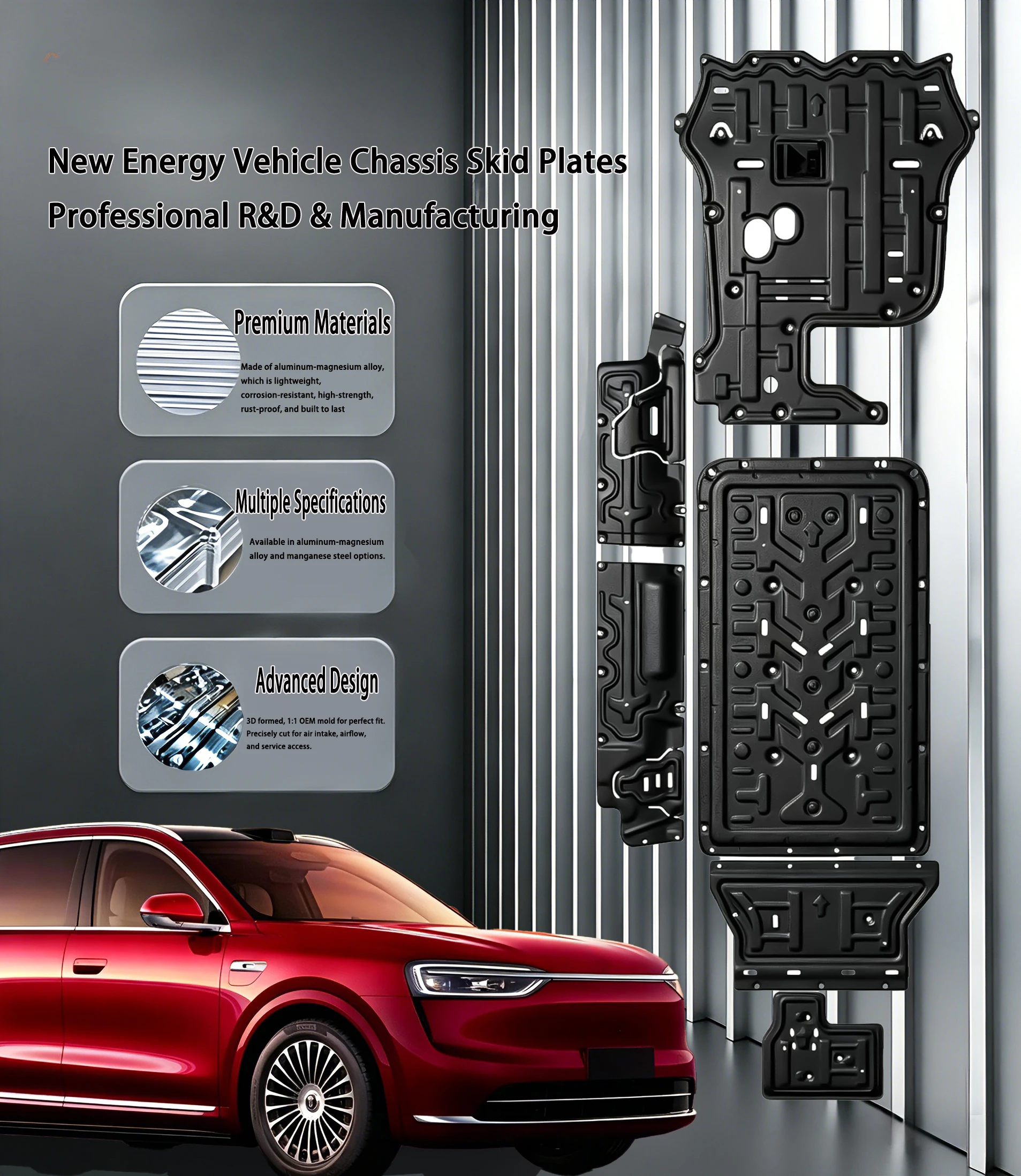 Image 4: Accessoires de protection de châssis pour véhicules électriques intelligents en acier au manganèse et alliage aluminium-magnésium pour AITO M7