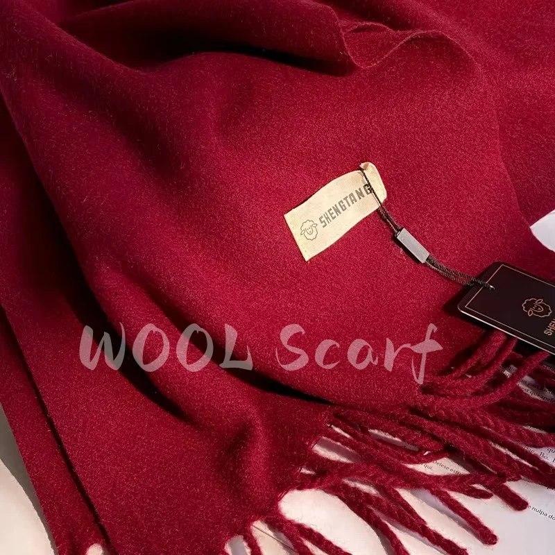 2025 inverno cachecol de lã para mulheres longo quente cachecóis de caxemira hijab sólido senhora xale envoltório feminino pashmina bandana lenços de cabeça novo
