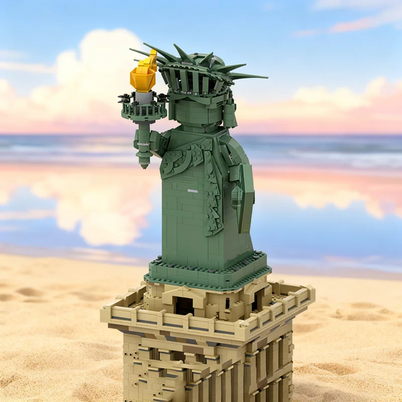 

3848pcs MOC Statue Of Liberty Lady Up Scaled Buildable Icons Model Building Blocks DIY Gift Creative Collectible Display Decor