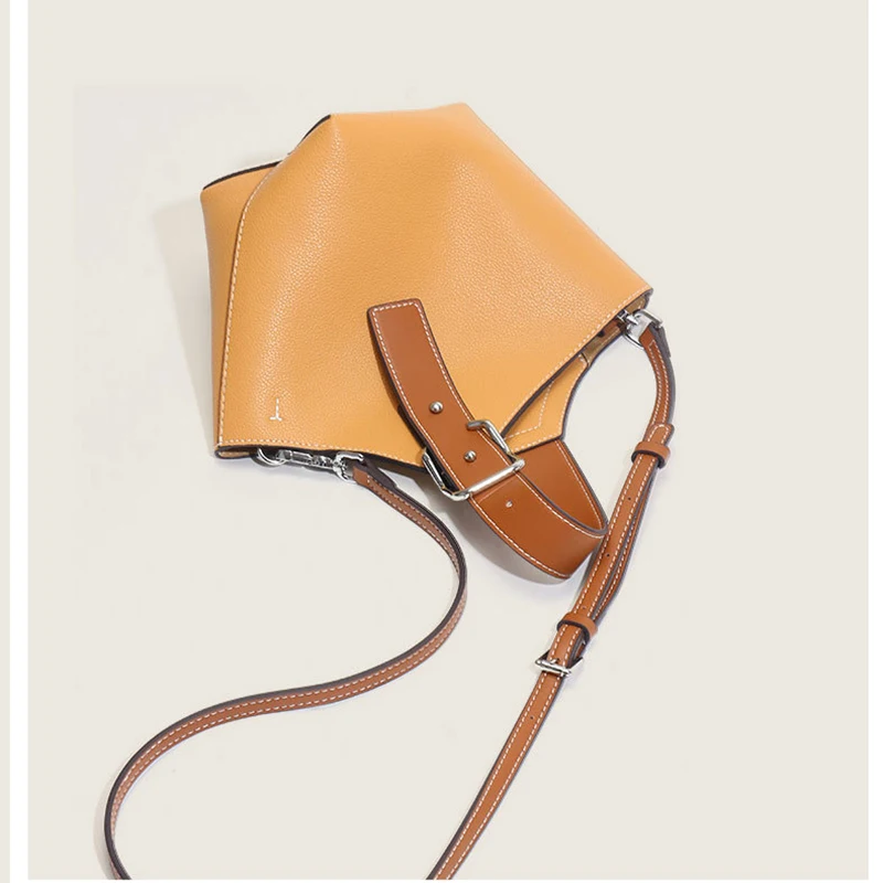 Borsa a secchiello in vera pelle 2025 design di nicchia in pelle bovina borsa a tracolla monospalla vintage irregolare borsa tote da donna alla moda