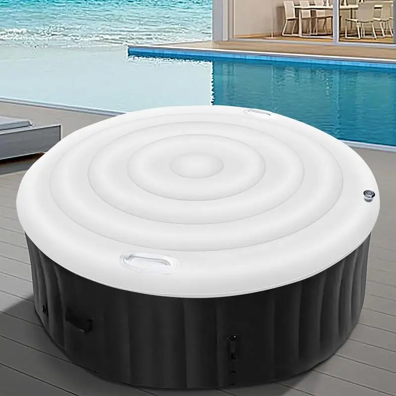 Tapa de bañera de hidromasaje redonda inflable con ahorro de energía de 160cm de diámetro, cubierta térmica de desbordamiento de lluvia a prueba de viento para piscina de Spa al aire libre