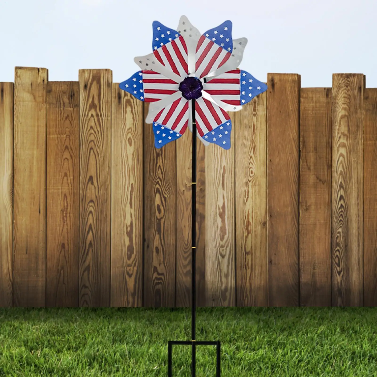 

Патриотические ветряные мельницы-вертушки для сада с кольцом-основанием: скульптуры для сада, двора, патио, газона, веранды, клумб и дорожек