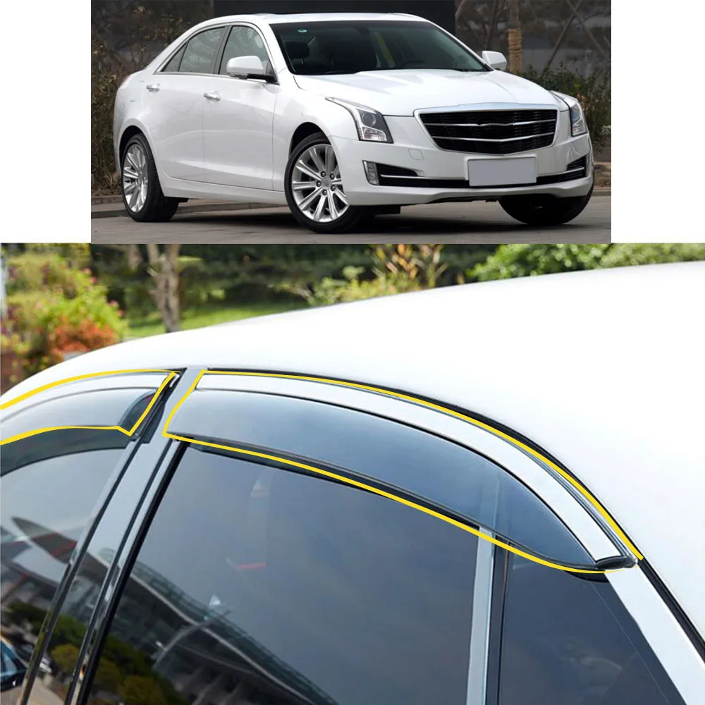 Car Sticker Plastic Window Glass Wind Visor Rain/Sun Guard Vent For Cadillac ATS-L 2015 2016 2017 2018 2019 2020 2021