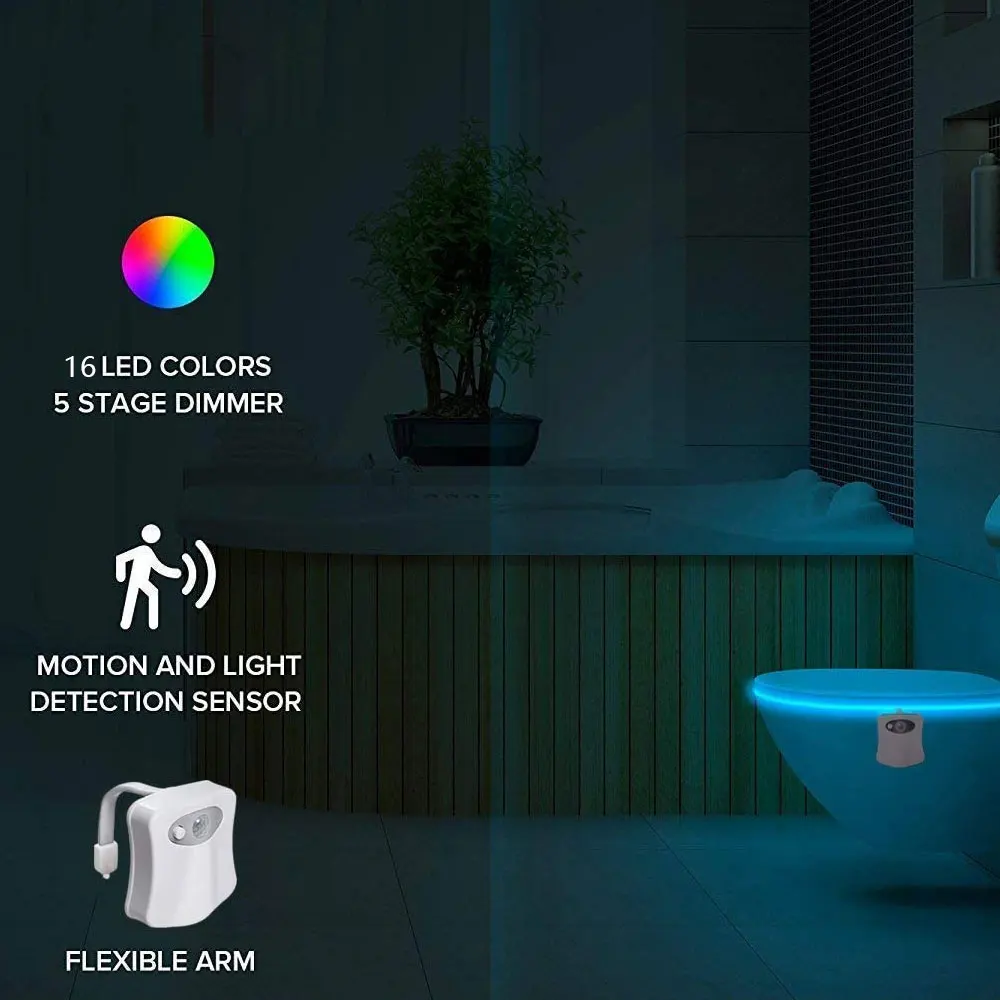 Toilet Night Light Motion Sensor Light Wireless LED Night Light 16 Color Waterproof Backlight For Toilet Bowl LED Lamp WC Toilet