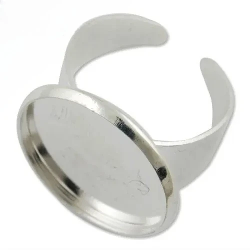 

20 Round Adjustable Shallow Bottom Silver Plated Ring Setting with 20 MM Round Bezel