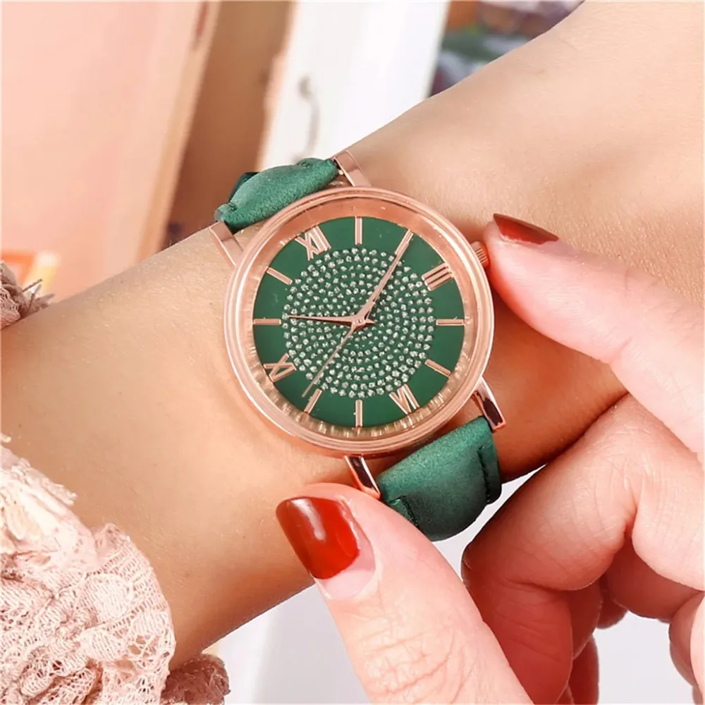 Watch Women Luxury Watches Quartz Watch Stainless Steel Dial Casual Bracele Watch Casual Leather Belt Watches Montre Femme Reloj