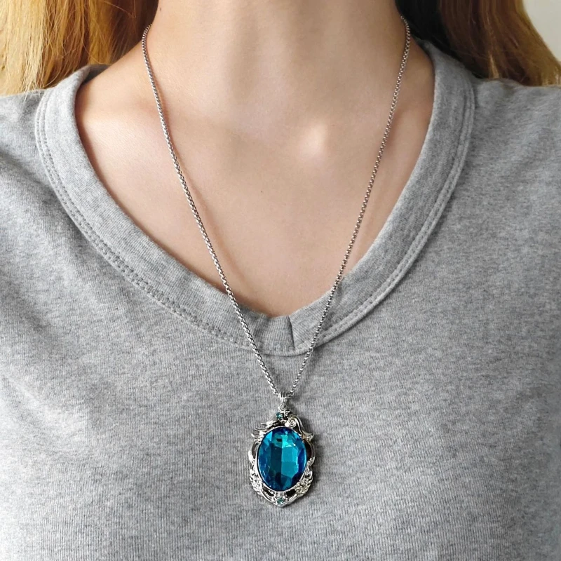 Game Identity Ⅴ Cosplay Necklace Alloy Blue Diamond Pendant Choker Chain Unisex Jewelry Accessory Ornament Decoration Prop