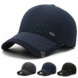 Unisex Square Label Grid Baseball Caps With Ear Thick Winter Thicken hats Outdoor Adjustable Casual Hats Hip Hop Caps