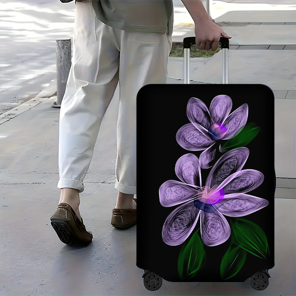 

1 PC Purple Floral Pattern Luggage Cover for luggage sizes 18-32 inches; dust and elastic travel accessories to effectively prot