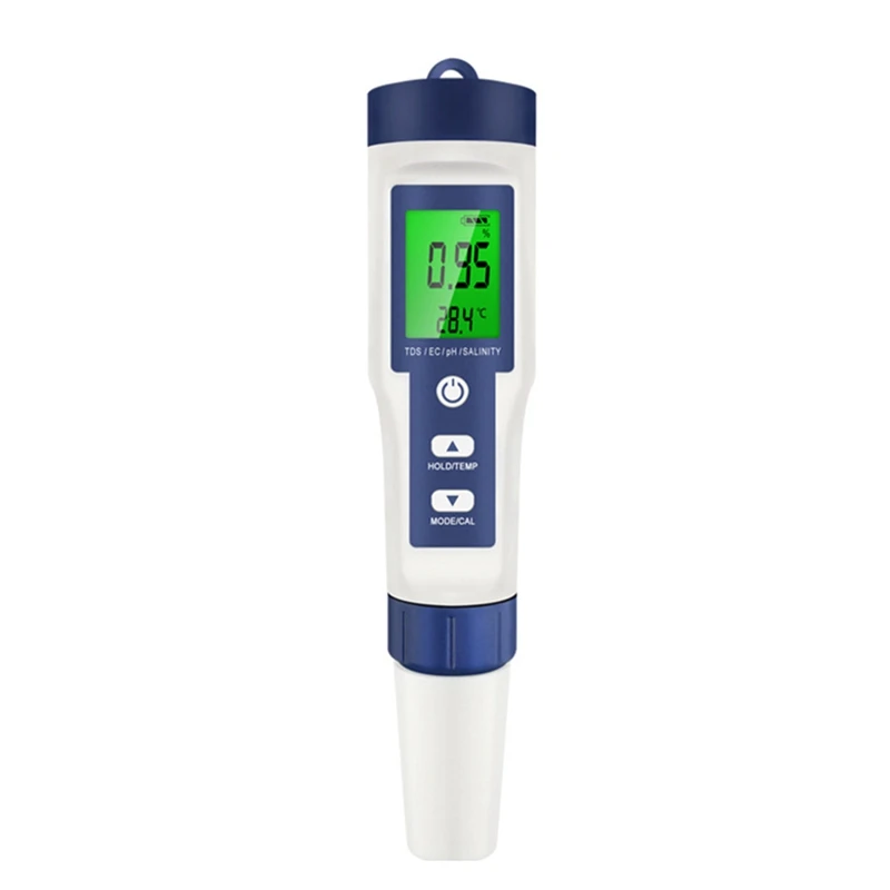 Medidor de temperatura Digital 5 en 1 TDS/EC/PH/sal/salinidad Monitor de calidad del agua probador para acidímetro de acuario