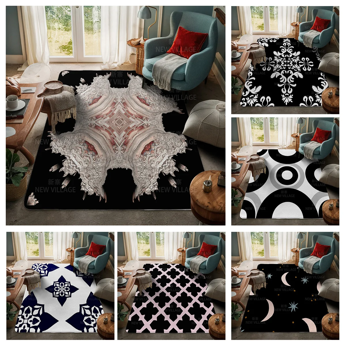 House entrance carpet Home door mat Living Room Bath Foot decoration non-slip rugs Modern geometric pattern nordic simple boho