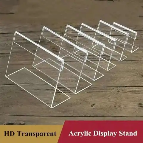 10 Teile/los L Form Mini Acryl Zeichen Halter Display-ständer Preis Name Label Karte Tag Halter Fall