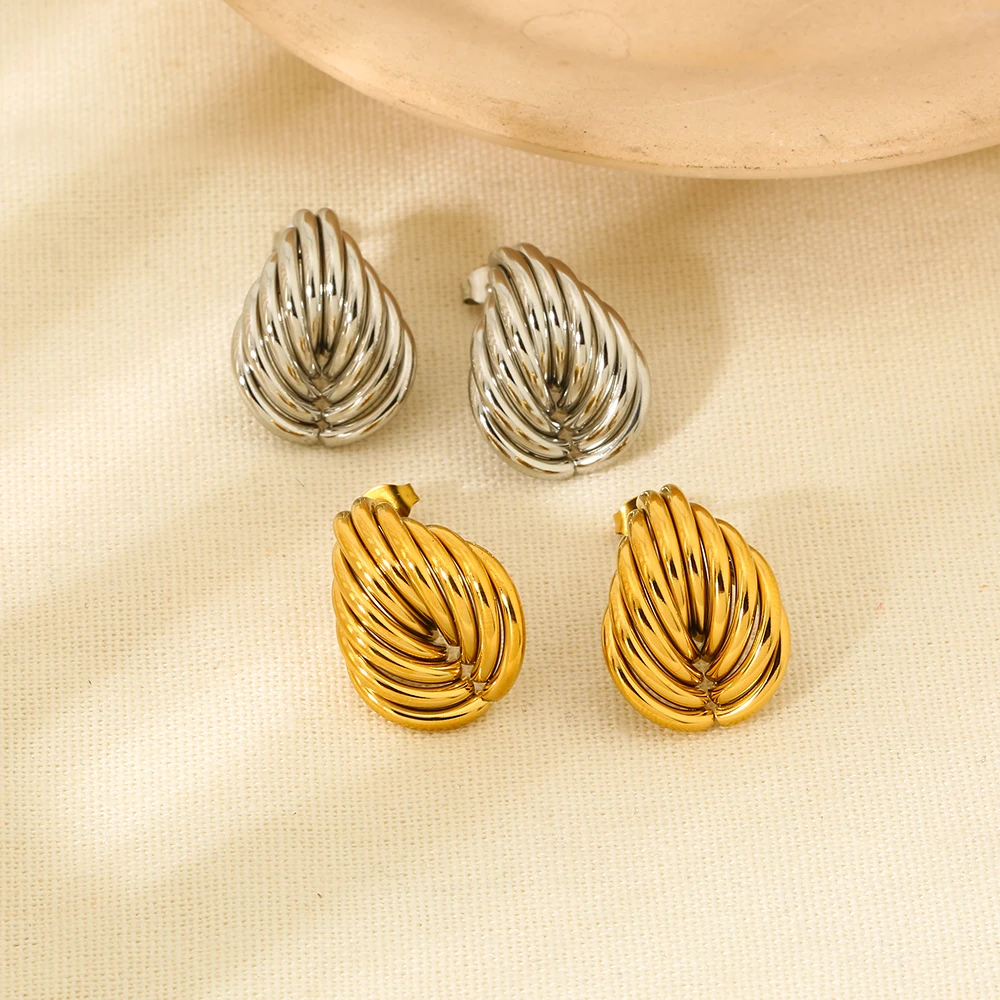 Stylish Geometric Line Irregular Earrings Personality 18K Gold Plated Stainless Steel Heart Stud Earrings Women Jewelry Earrings