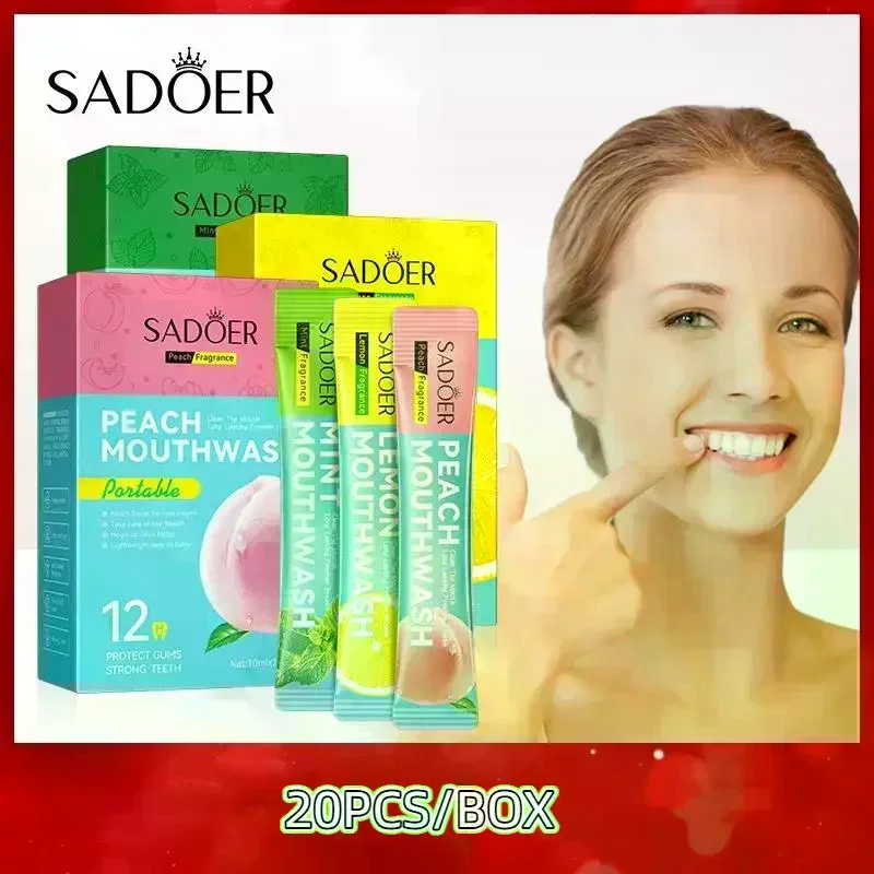 SADOER 20pcs Teeth Whitening Lemon Flavor Freshen Your Breath And Clean The Debris Between Teeth Oral Freshening Mouthwash