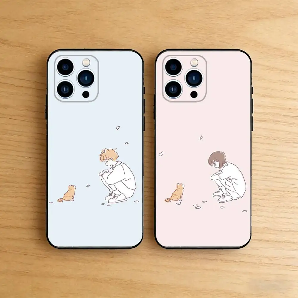 

Couple Matching Case For iPhone 17 16 Pro Plus Air 15 14 Max Mini E 12 11 Soft Shockproof Cover