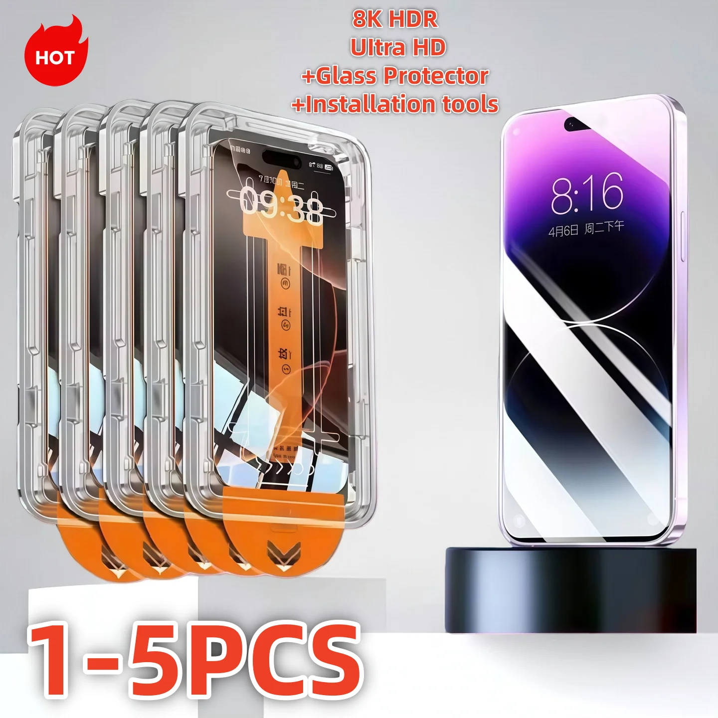 1-5PCS Senza Polvere Installazione di Vetro Temperato Per iPhone 17 16 13 15 14 11 12 Pro Max 16Pro 12 Mini XR XS X SE Protezione Dello Schermo