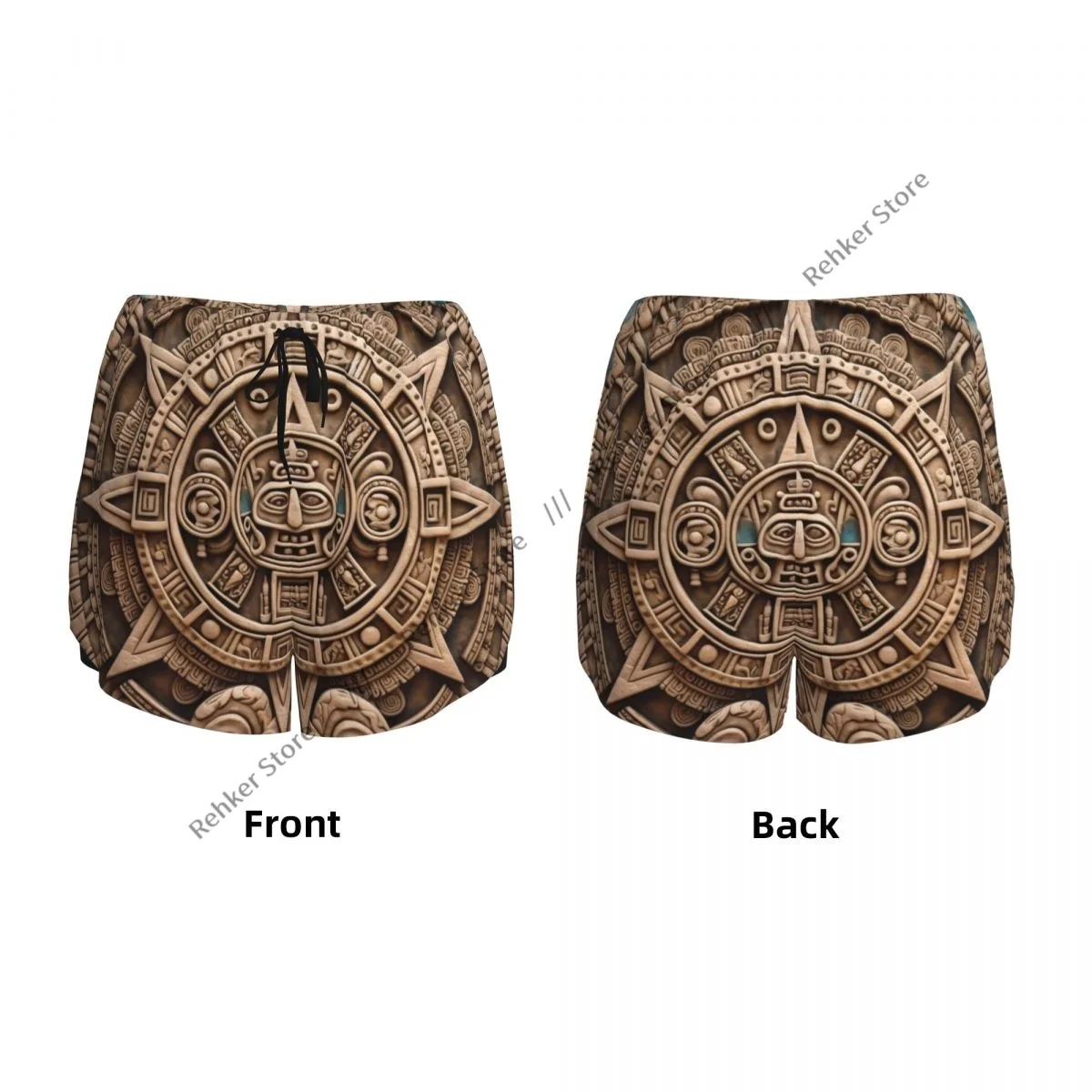 Atletische shorts voor dames Oude Azteekse Maya-kalender Hardlopen Yoga Fitness Sneldrogend Badmintontraining met zak