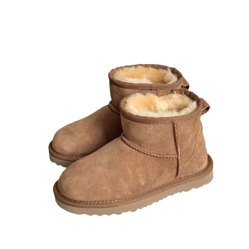 Botas de nieve Ultra Mini de piel de oveja auténtica para niños, zapatos de algodón suaves y cálidos para invierno, botas Retro de princesa de piel de lana Natural para niños y niñas