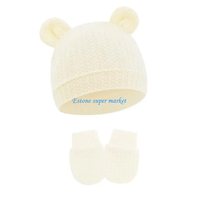 مجموعة قبعة وقفازات مستشفى الأطفال القابلة للتمدد 090B تناسب نسيج القطن من 0 إلى 6 أشهر #2