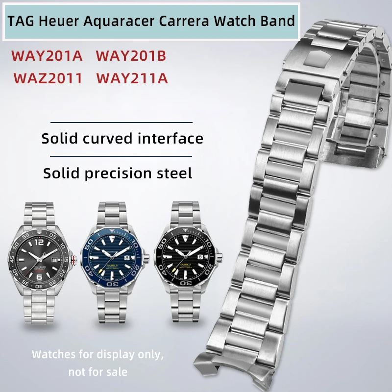 

22mm 24mm curved end stainless steel strap for Heuer TAG Carrera Water Ghost metal watchband Aquaracer men rubber strap bracelet