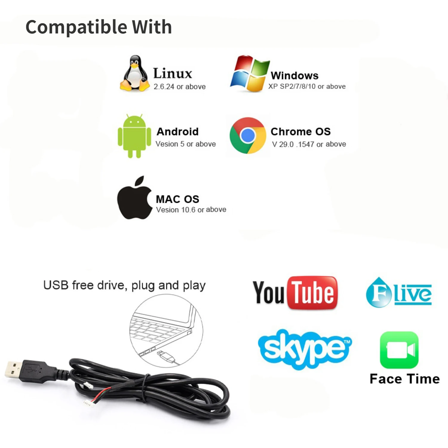 Gxivision módulo de câmera usb de 1mp 720p, mjpeg 1280x720 30fps, drive free, foco fixo, para android windows linux raspberry pi