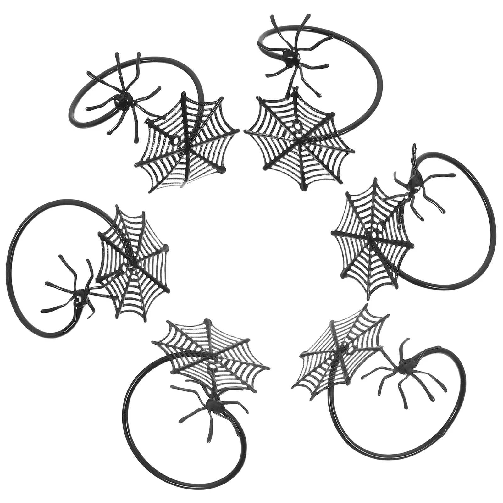 

6Pcs Spider Web Napkin Rings Black Halloween Napkin Holder Serviette Buckle for Party Wedding Dinner Table Serviette Buckle Ring