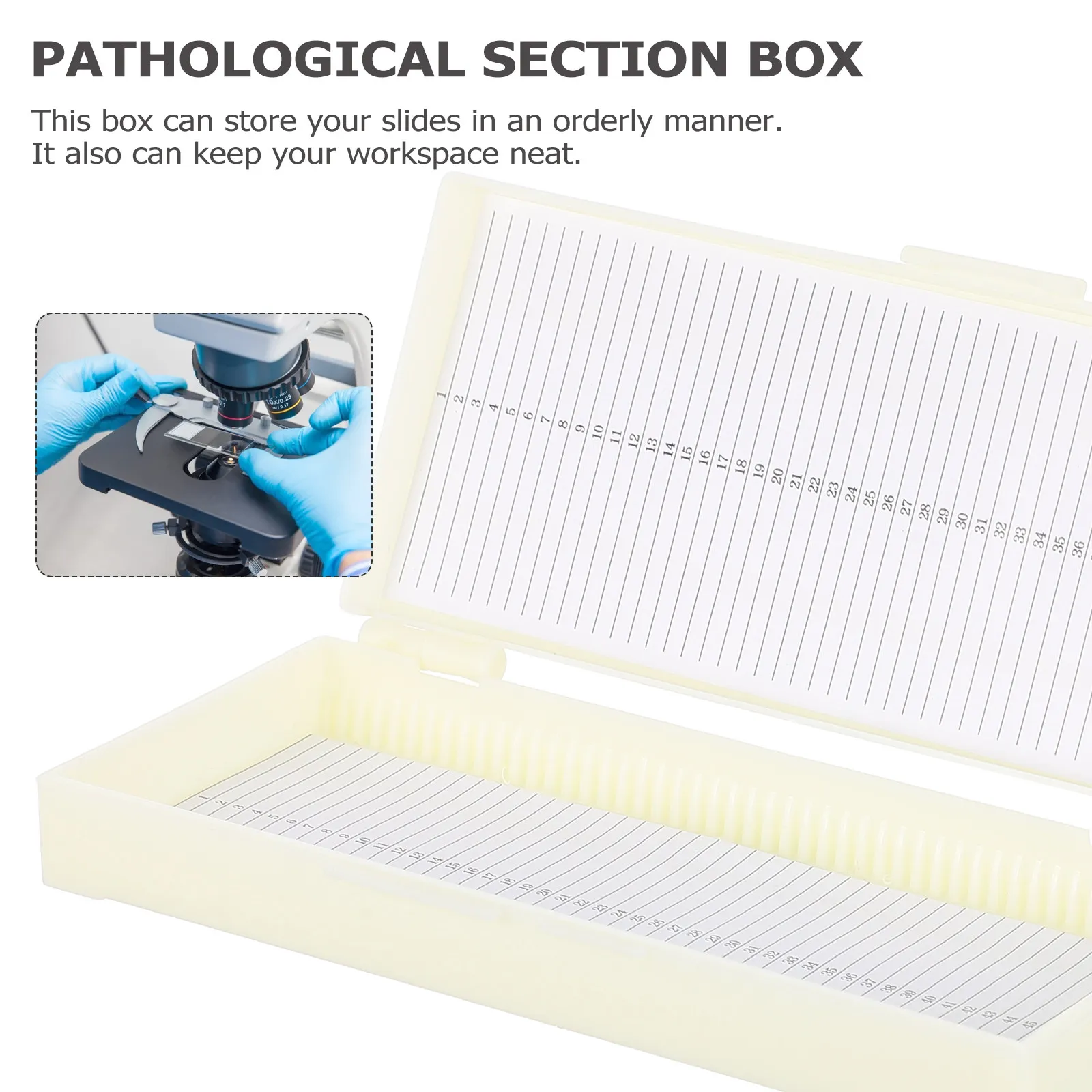 2Pcs Microscope Slide Storage Holder Premium ABS for Glass Slides Multi Slot Organizer with Serial Numbers Buckle Lock