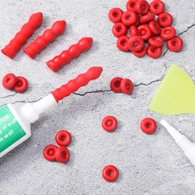 10-30pcs Caulking Nozzles Cap Red Caulk Saving Caulk Glue Tip Sealing Cap For Sealing And Preserving Leakproof Sleeve Tool