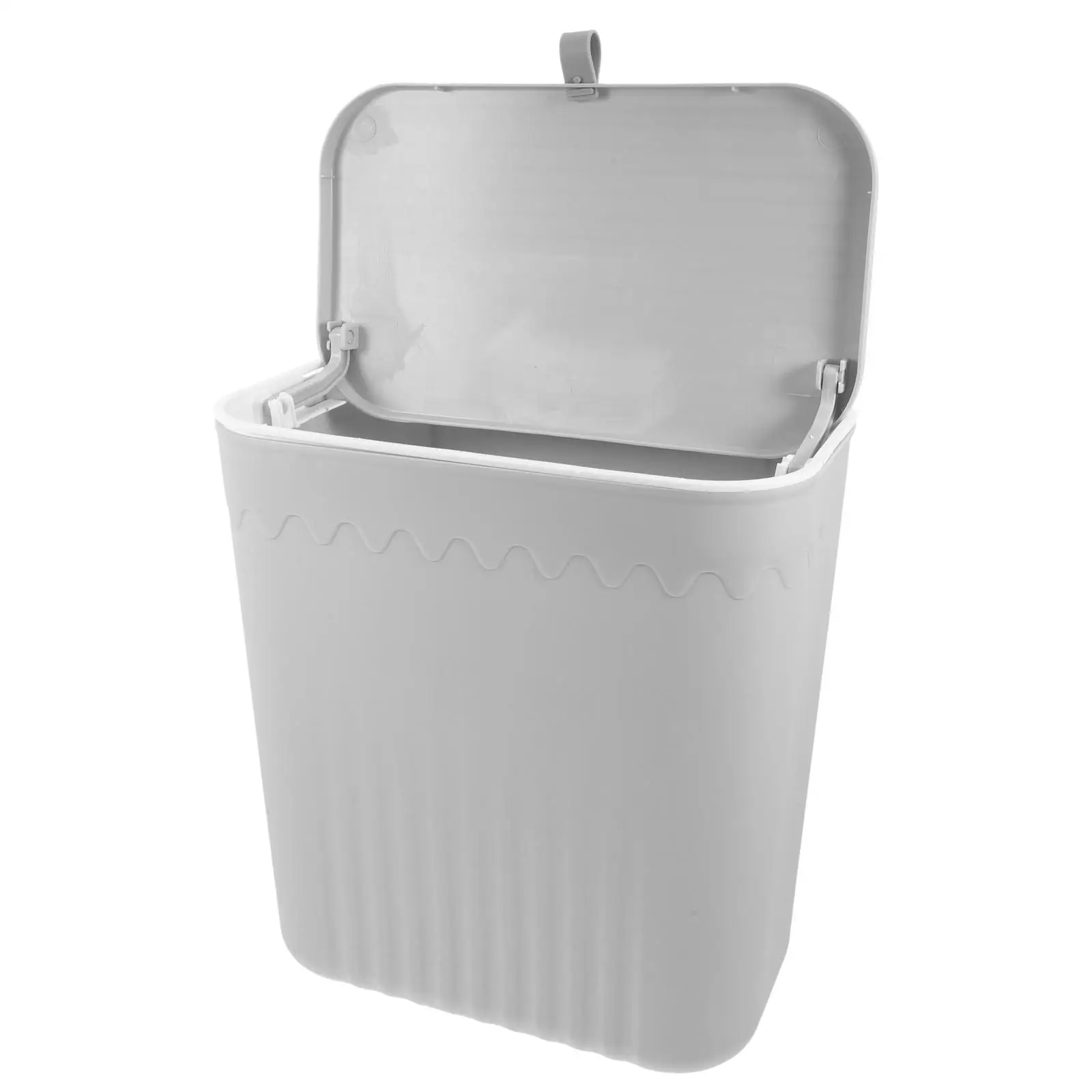 

Wall Mount Trash Can Gray Large Capacity Sliding Lid Adhesive Hook Kitchen Bathroom Dustbin Garbage Bin Easy Clean