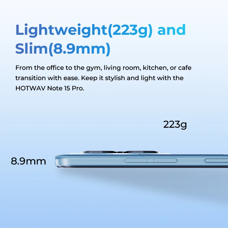 هاتف ذكي HOTWAV Note 15 Pro رفيع للغاية بشاشة 6.6 بوصة HD + شاشة أندرويد 14 5160 مللي أمبير في الساعة هاتف محمول 12(4+8)GB + 128GB 13MP هاتف محمول