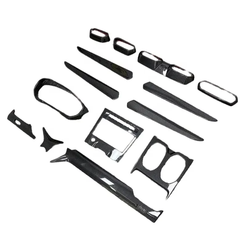 Upgrade OEM Style Dry Carbon Fiber Interior Center Console Trim air Conditioning Trim Door Trim 14 Piece for Lamborghini Urus
