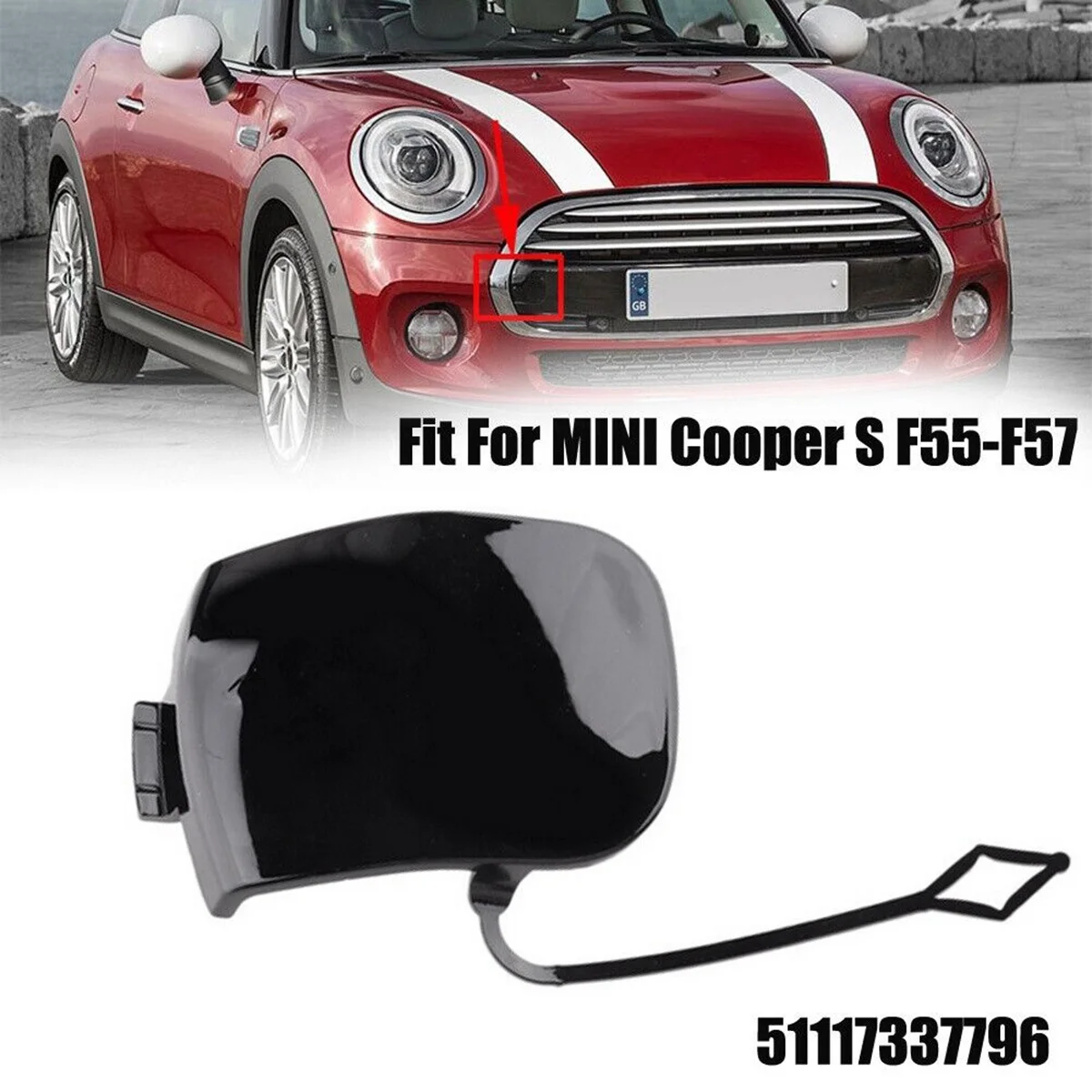 Paraurti anteriore gancio di traino copertura del cappuccio dell'occhio 51117337796 misura per MINI F55 F56 F57 S Hatchback 2018 2017 2016