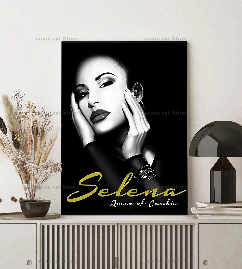 المغني سيلينا Quintanilla صورة صورة وقعت المشارك الموسيقى ستار قماش اللوحة الكلاسيكية خمر جدار الفن صور ديكور المنزل #3