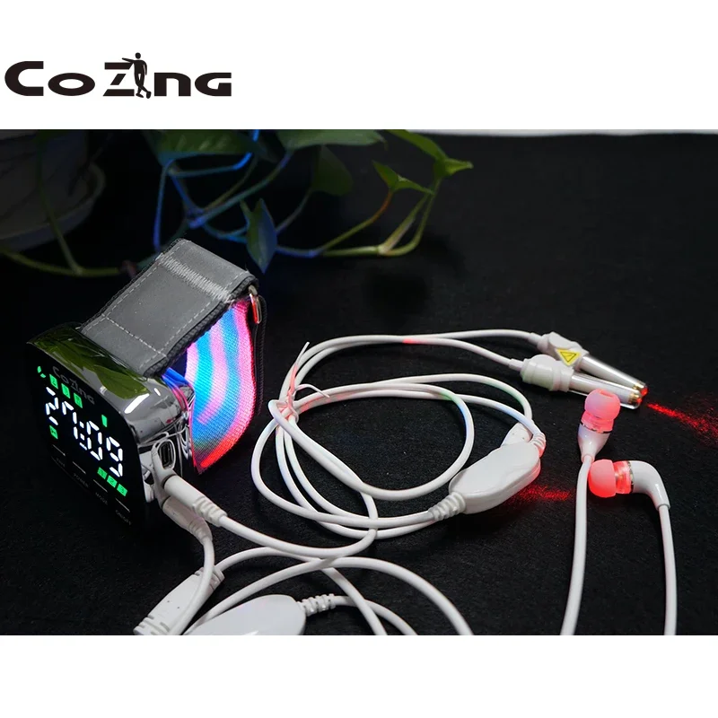 COZING Medical 4 Color Laser Therapy Acupuncture Watch Treatment Sinusitis Sore Tinnitus Lower Blood Pressure blood Clean Natura